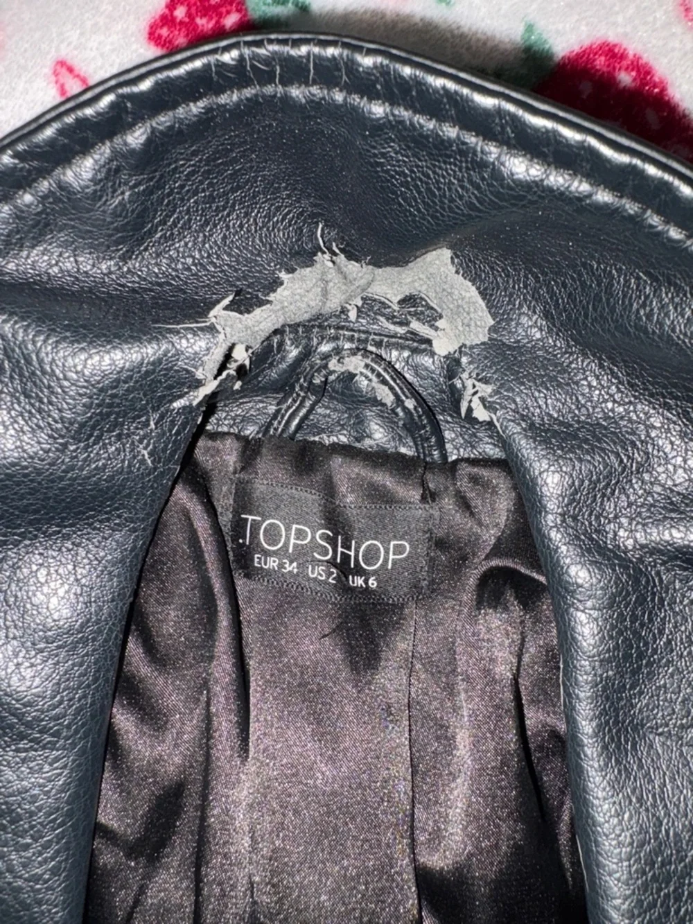 Topshop Black Faux Leather Jacket with Silver Hardware